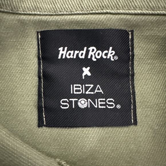 Hard Rock Ibiza Stones Denim Military Crop Jacket Graffiti Patches Womens Medium - Picture 6 of 14